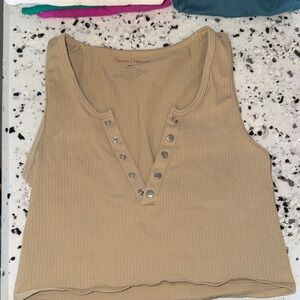 Scoop Neck Tan Crop Top